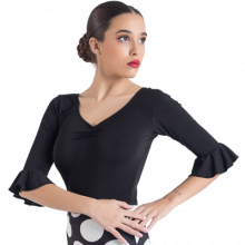 Black leotard sleeves with small ruffle in elbow E4755