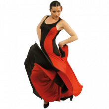 Vestido flamenco con escote redondo y tirante ancho mucho vuelo E3838