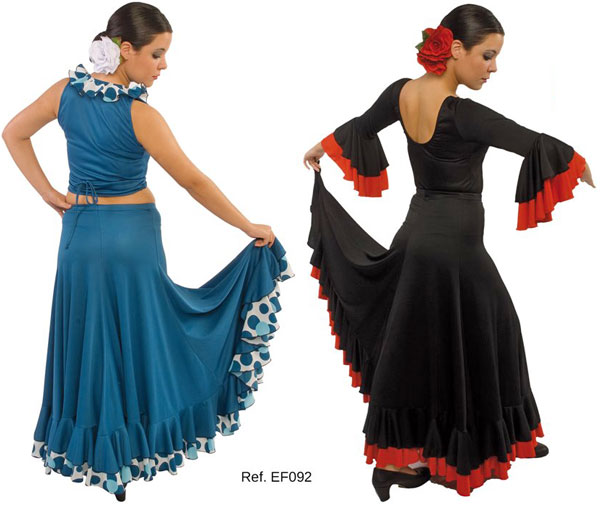 El Flamenco Vive, Falda flamenca para baile con mucho vuelo y doble  volante EF092 - Français